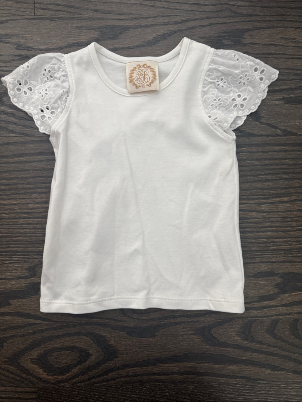 TBBC White Eyelet Flutter Sleeve Tee